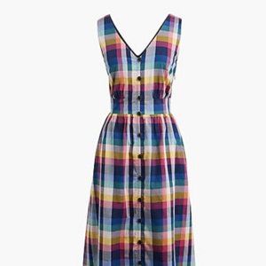 JCrew Mixed Plaid Button Up Midi Dress Size 4